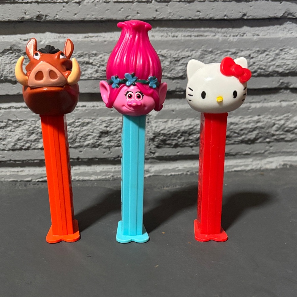 Pez Candy Dispenser Set, Pumba, Hello Kitty and Poppy